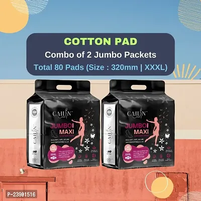 Cailin Care 100% Cotton Extra Soft Extra Large and Extra Wider Sanitary Napkin Sanitary Pads (Size - 320mm | XXXL) (Combo of 2 Packet) (Total 80 Pads)