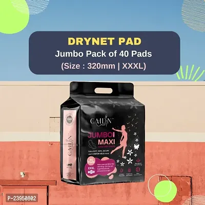 Cailin Care Extra Dry Day  Night Protection Sanitary Napkin Sanitary Pads (Size - 320mm | XXXL) (Combo of 1 Packet) (Total 40 Pads)-thumb0