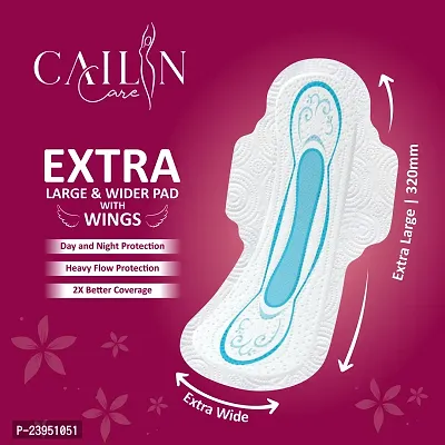 Cailin Care Extra Dry Day  Night Protection Sanitary Napkin Sanitary Pads (Size - 320mm | XXXL) (Combo of 4 Packet) (Total 160 Pads + Free 40 Panty Liner)-thumb5