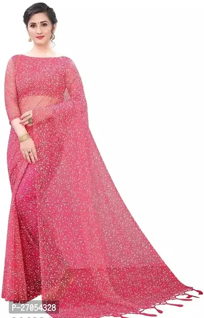 Net Embroidery Saree Pink-thumb0