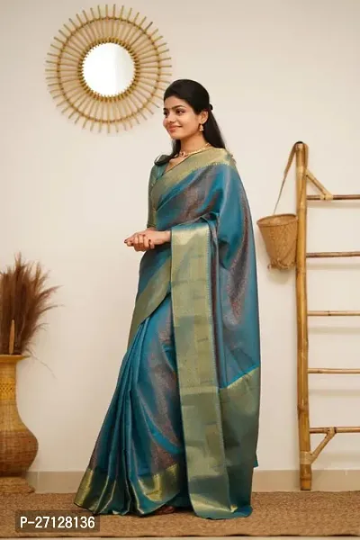 Classic Art Silk Jacquard Saree with Blouse piece-thumb3