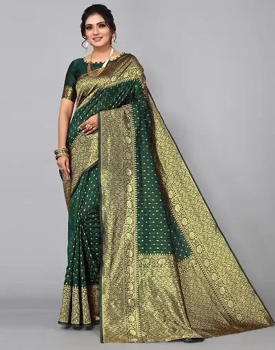 SIRIL Women's Jacquard Poly Silk Saree with Unstitched Blouse Piece