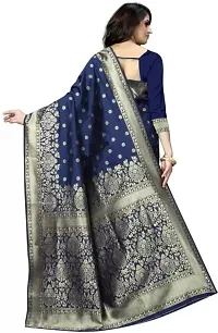 Stylish Blue Banarasi Saree with Blouse piece For Women-thumb2