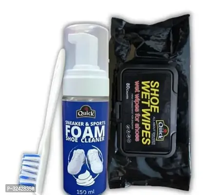 Quick Sneaker And Sports Shoe Cleaner 150 Ml And Shoe Wet Wipe Cleaner 80 Pcs Pack