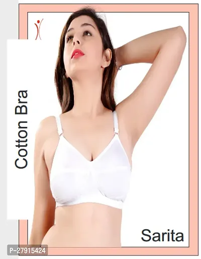 Stylish White Cotton Solid Basic Bras For Women