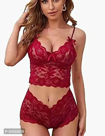 Stylish Maroon Net Bridal Baby Dolls For Women