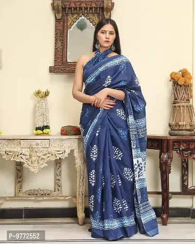 Buy Hastkala Fab Women s Ikat Cotton Saree With Blouse Piece hastkalafab 001 03 blue White Online In India At Discounted Prices