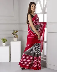 Hastkala Fab Women's Cotton Mulmul Ikat Hand Block Printed Saree with Unstitched Blouse-thumb4