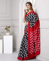 Hastkala Fab Women's Pure Cotton Mulmul Handblock Printed Ikat Saree with Unstitched Blouse Piece-thumb4