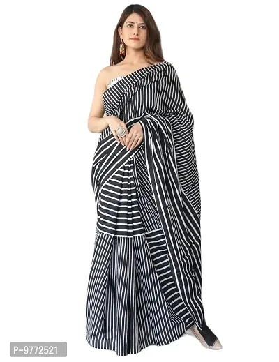 Hastkala Fab Women's Pure Cotton Mulmul Hand Block Printed Ikat Saree with Unstitched Blouse Piece