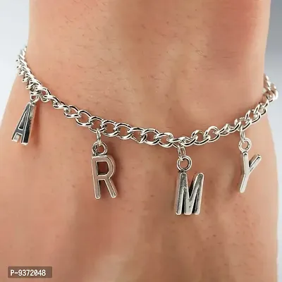 Chooseberry Silver Plated Hip Hop Kpop Army Bracelet for Boys  Girls-thumb2
