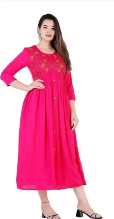 Stylish Rayon Printed A-Line Kurta