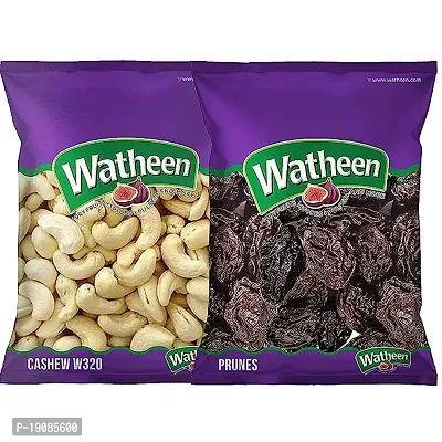 Watheen Pitted Prunes From Argentina And Cashew Nuts W320 2 In 1 Pack For Healthy Snacking Dried And Ready To Eat Cashew Prunes Combo