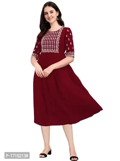 Ethmix Beautiful Embroidered Rayon Short Kurti for Women | Round Neck 3/4 Sleeves Short Kurti for Women's