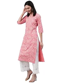Ethmix Clothing Beautiful Pink Printed Kurti for Women | Round Neck 3/4 Sleeves Long Kurti for Women's (XX-Large)-thumb1