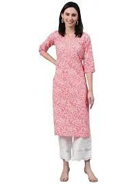Ethmix Clothing Beautiful Pink Printed Kurti for Women | Round Neck 3/4 Sleeves Long Kurti for Women's (XX-Large)-thumb3