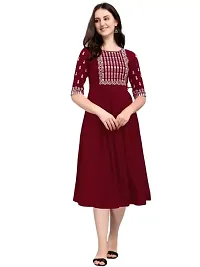 Ethmix Beautiful Embroidered Rayon Short Kurti for Women | Round Neck 3/4 Sleeves Short Kurti for Women's-thumb2