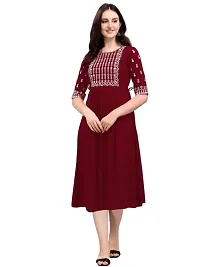 Ethmix Beautiful Embroidered Rayon Short Kurti for Women | Round Neck 3/4 Sleeves Short Kurti for Women's-thumb4