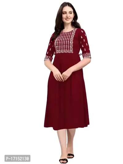 Ethmix Beautiful Embroidered Rayon Short Kurti for Women | Round Neck 3/4 Sleeves Short Kurti for Women's-thumb5