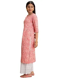 Ethmix Clothing Beautiful Pink Printed Kurti for Women | Round Neck 3/4 Sleeves Long Kurti for Women's (XX-Large)-thumb2