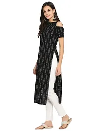 Ethmix Clothing Beautiful Black Kurti for Women | Round Neck Short Sleeves Long Kurti for Women's (XX-Large)-thumb3