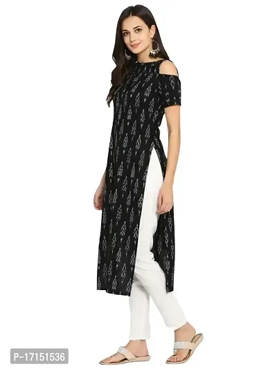 Ethmix Clothing Beautiful Black Kurti for Women | Round Neck Short Sleeves Long Kurti for Women's (XX-Large)-thumb4