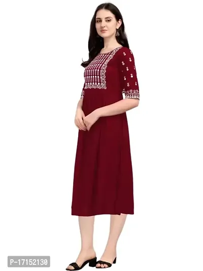 Ethmix Beautiful Embroidered Rayon Short Kurti for Women | Round Neck 3/4 Sleeves Short Kurti for Women's-thumb4