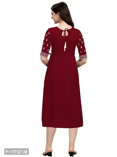 Ethmix Beautiful Embroidered Rayon Short Kurti for Women | Round Neck 3/4 Sleeves Short Kurti for Women's-thumb2