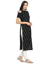 Ethmix Clothing Beautiful Black Kurti for Women | Round Neck Short Sleeves Long Kurti for Women's (XX-Large)-thumb2