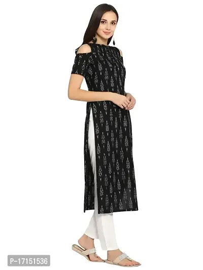 Ethmix Clothing Beautiful Black Kurti for Women | Round Neck Short Sleeves Long Kurti for Women's (XX-Large)-thumb3