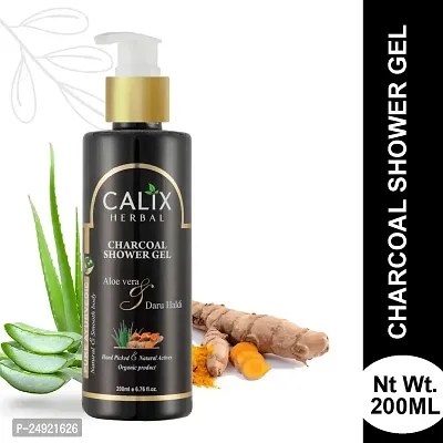 Calix Herbal Organic  Ayurvedic Charcoal Shower Gel For Clean Body, Face, Skin  Hair For Women  Men All Skin Types ? 200 Ml-thumb4