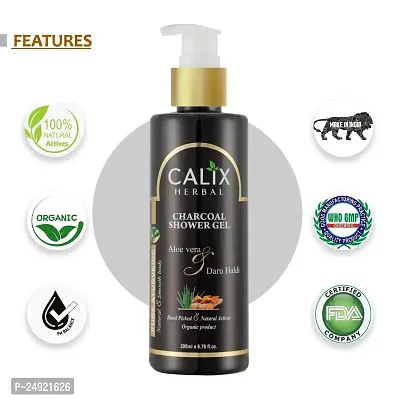 Calix Herbal Organic  Ayurvedic Charcoal Shower Gel For Clean Body, Face, Skin  Hair For Women  Men All Skin Types ? 200 Ml-thumb5