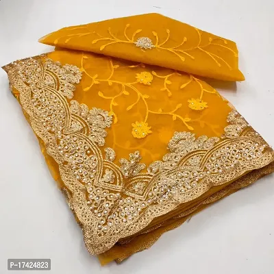 embroidery net sarees-thumb0