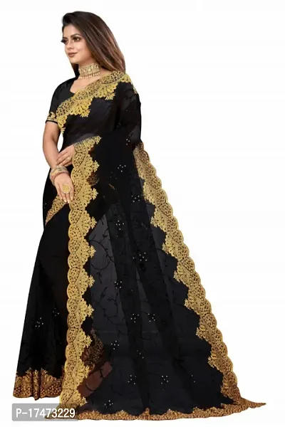 Embroidered net saree-thumb3