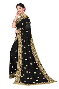 Stylish Georgette Embroidered Saree with Blouse Piece-thumb1