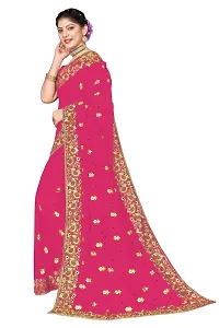 Stylish Georgette Embroidered Saree with Blouse Piece-thumb1