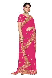 Stylish Georgette Embroidered Saree with Blouse Piece-thumb2