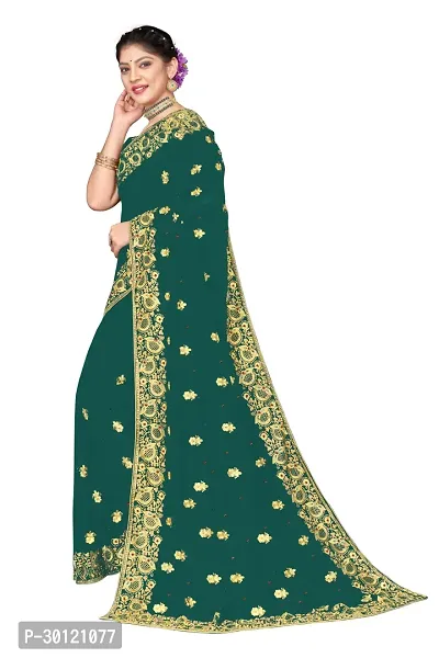 Stylish Georgette Embroidered Saree with Blouse Piece-thumb2