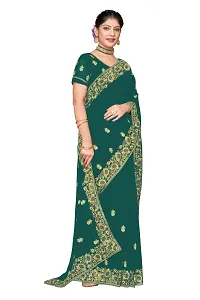 Stylish Georgette Embroidered Saree with Blouse Piece-thumb2