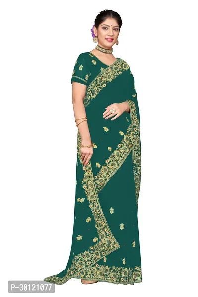 Stylish Georgette Embroidered Saree with Blouse Piece-thumb3