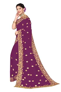 Stylish Georgette Embroidered Saree with Blouse Piece-thumb1