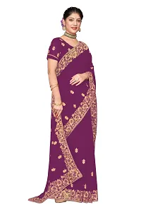 Stylish Georgette Embroidered Saree with Blouse Piece-thumb2