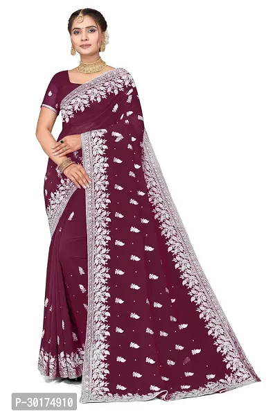 Beautiful Embroidered Georgettee Sari-thumb0