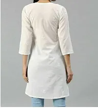 Stylish White Cotton Self Pattern Kurta For Women-thumb1