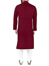 Reliable Maroon Cotton Solid Kurta and Bottom Sets For Men-thumb1