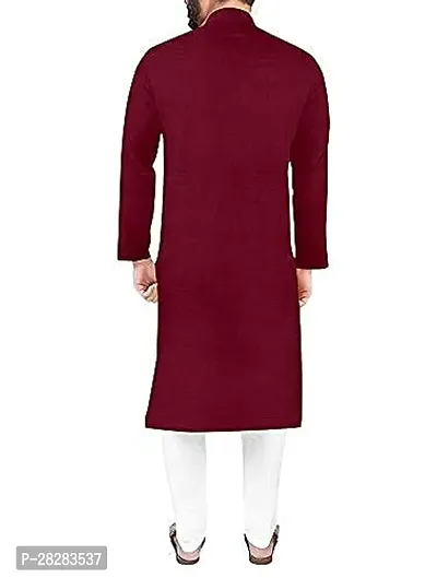 Reliable Maroon Cotton Solid Kurta and Bottom Sets For Men-thumb2