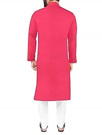 Reliable Pink Cotton Solid Kurta and Bottom Sets For Men-thumb1