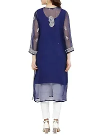 Stylish Blue Georgette Embroidered Kurta For Women-thumb1