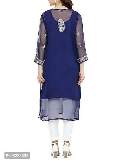 Stylish Blue Georgette Embroidered Kurta For Women-thumb2