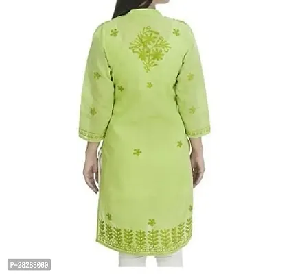 Stylish Green Cotton Embroidered Kurta For Women-thumb2